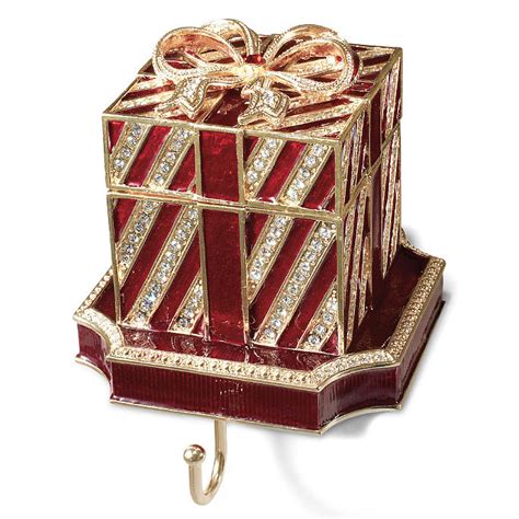 red metal gift box stocking holder|Gift Box.